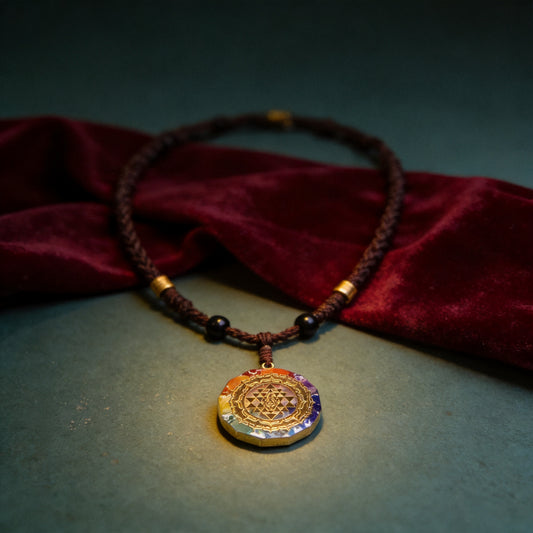 Kailash Way Orgone Energy Sri Yantra Balance Necklace front view with pendant