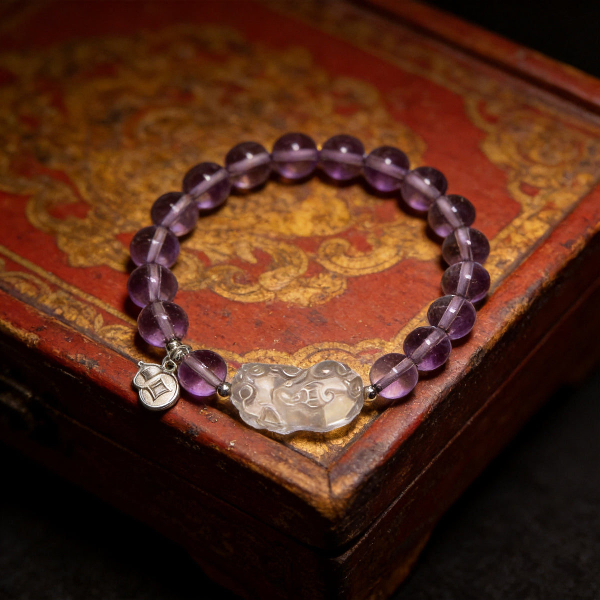 Kailash Way Amethyst Pixiu Prosperity Protection Bracelet front view