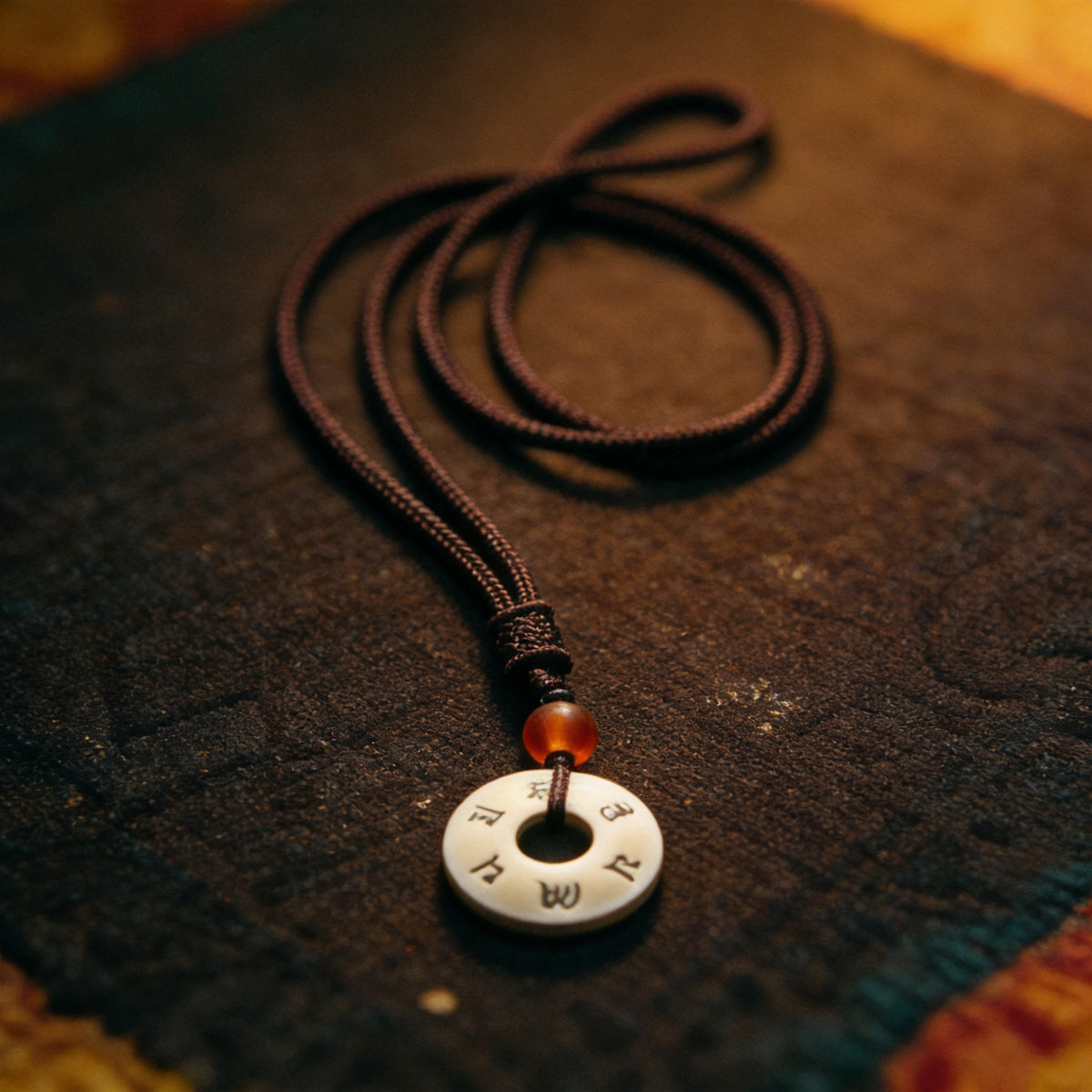 Kailash Way Handmade OM Wisdom Enlightenment Pendant Necklace front view with pendant