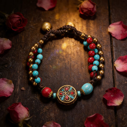 Kailash Way Turquoise Protection Good Fortune Happiness Bracelet front view