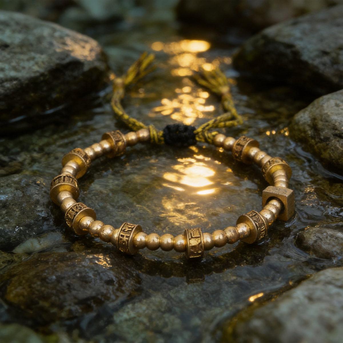 Kailash Way Golden Mantra Protection Wisdom Bracelet front view