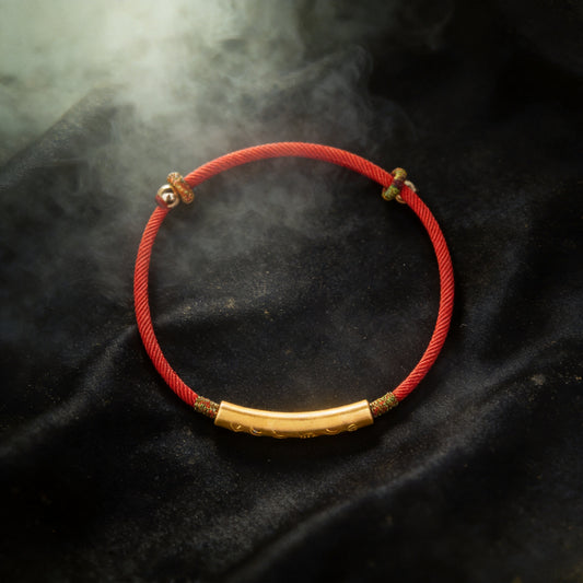 Kailash Way Gold Tibetan Mantra Wisdom Karma Bracelet front view