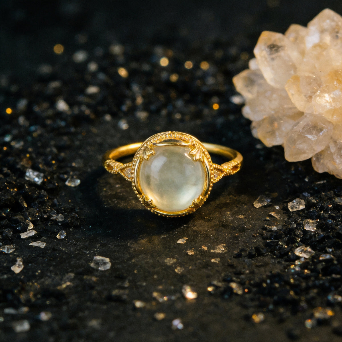 Kailash Way Citrine Prosperity Success Empowerment Ring front view with stone setting