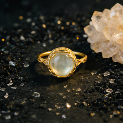 Kailash Way Citrine Prosperity Success Empowerment Ring front view with stone setting
