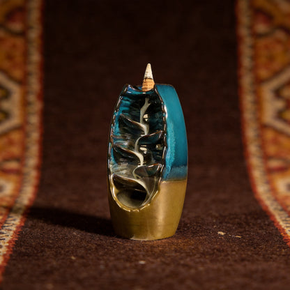 Kailash Way Ceramic Waterfall Serenity Relaxation Incense Burner front view standing