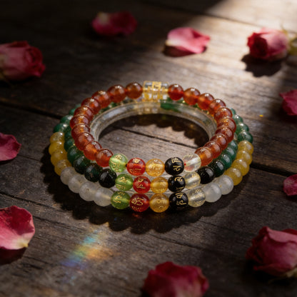 Kailash Way Carnelian Tibetan Om Wealth & Vitality Chakra Bracelet front view