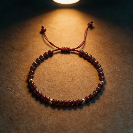 Kailash Way Garnet Prosperity Success Red String Bracelet front view