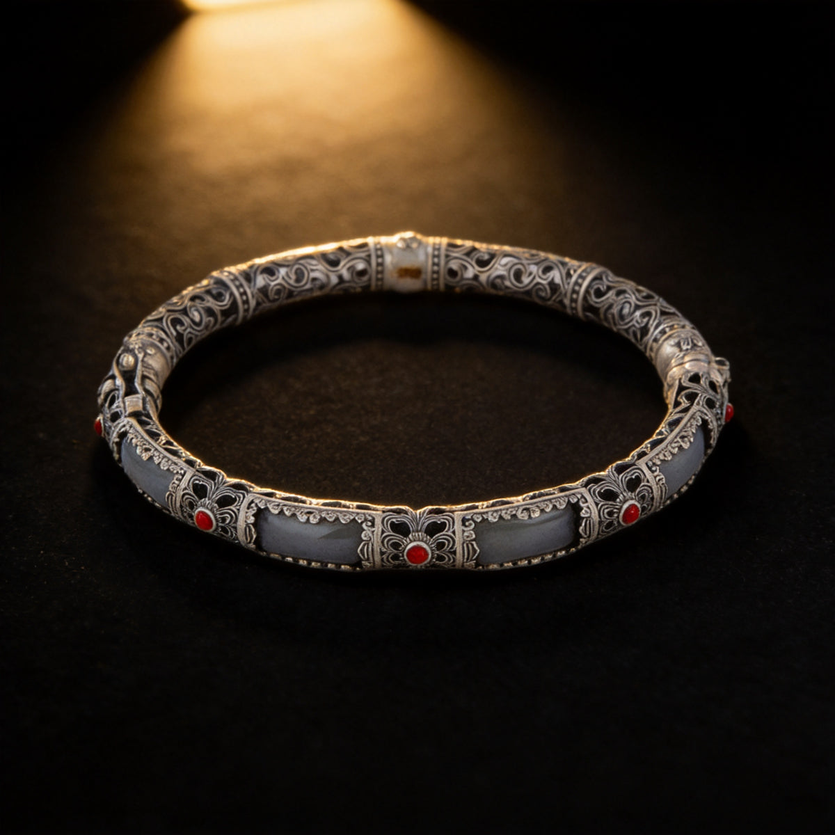 Kailash Way White Jade Serenity Harmony Bangle front view
