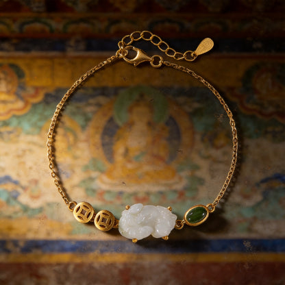 Kailash Way White Jade Pixiu Abundance Luck Bracelet front view