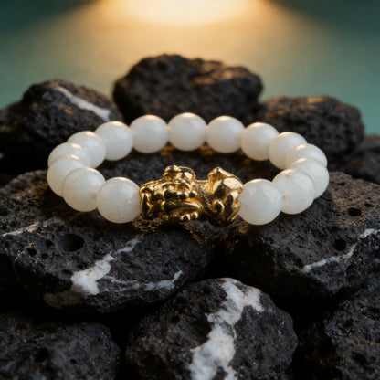 Kailash Way White Jade Pixiu Prosperity Bracelet front view