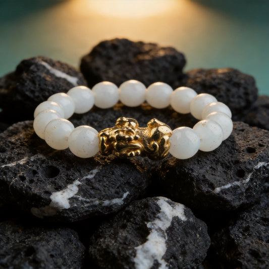 Kailash Way White Jade Pixiu Prosperity Bracelet front view