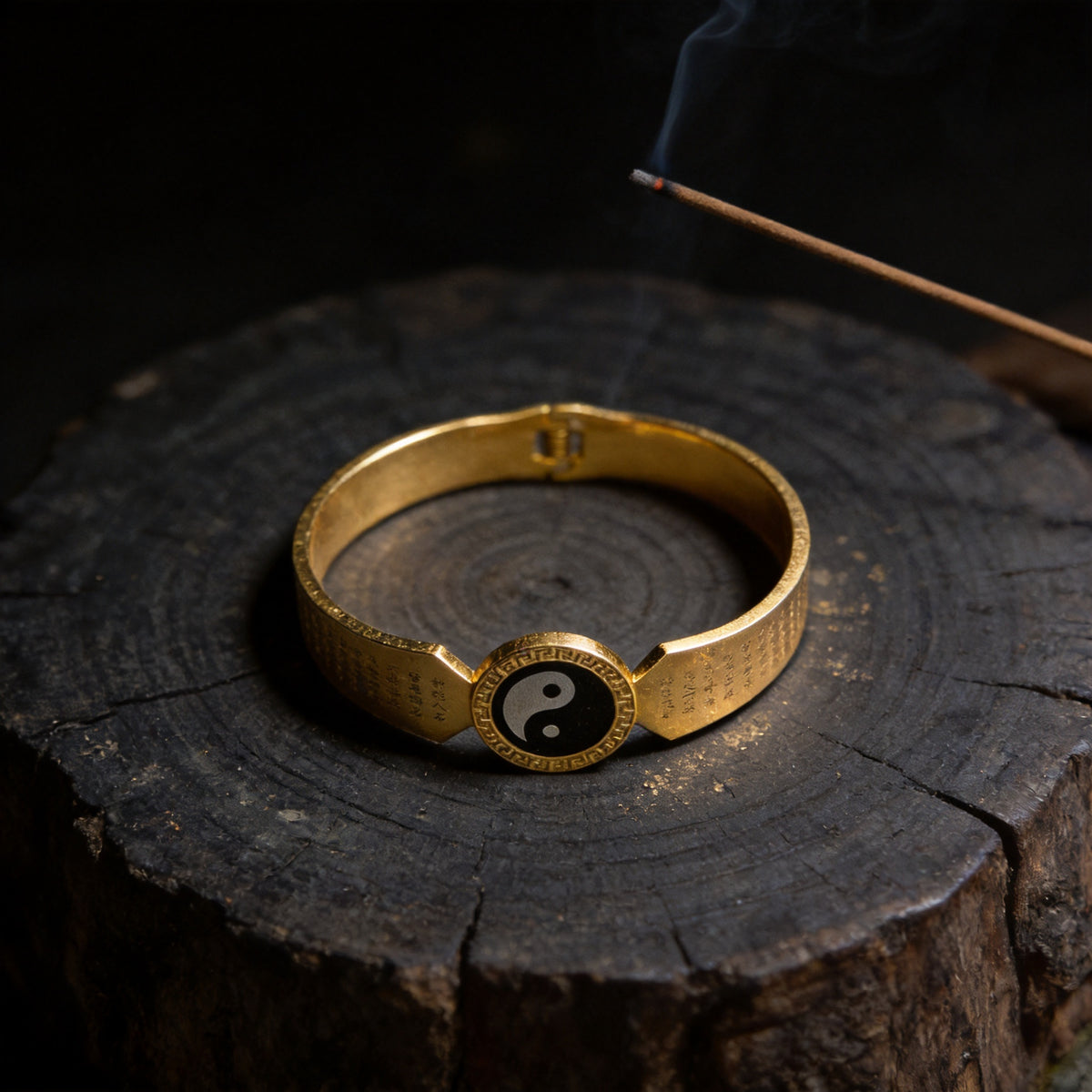 Kailash Way Titanium Yin Yang Balance Energy Bangle front view