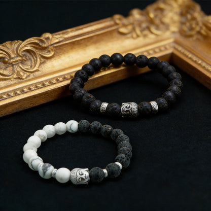 Kailash Way Natural Stone Yin Yang Harmony Buddha Bracelet front view