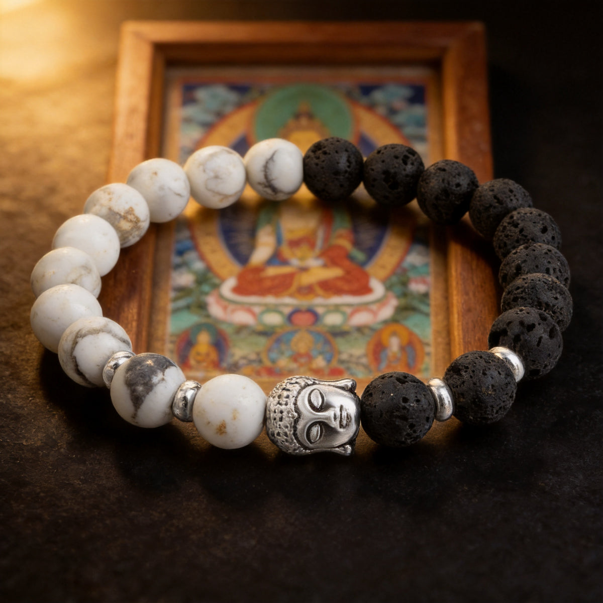 Kailash Way Lava Stone Yin Yang Harmony Balance Bracelet front view