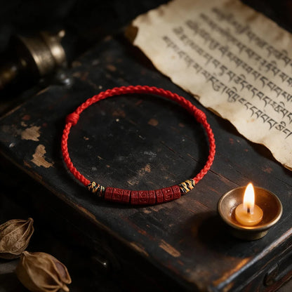 Kailash Way Cinnabar Six-Word Mantra Red Cord Protection Bracelet