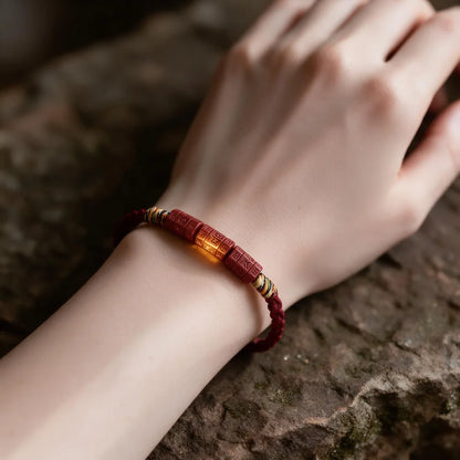 Kailash Way Cinnabar Six-Word Mantra Red Cord Protection Bracelet