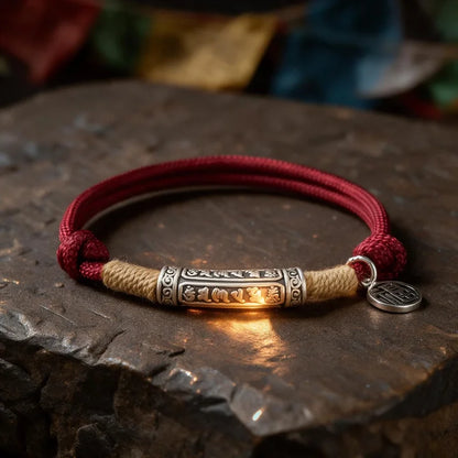 Kailash Way Handmade Six-Word Mantra Red String Bracelet