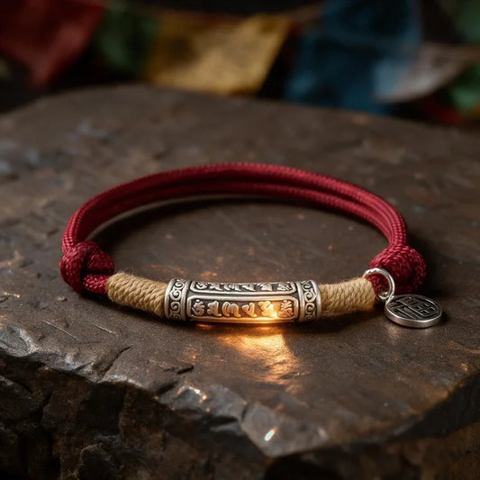 Kailash Way Handmade Six-Word Mantra Red String Bracelet