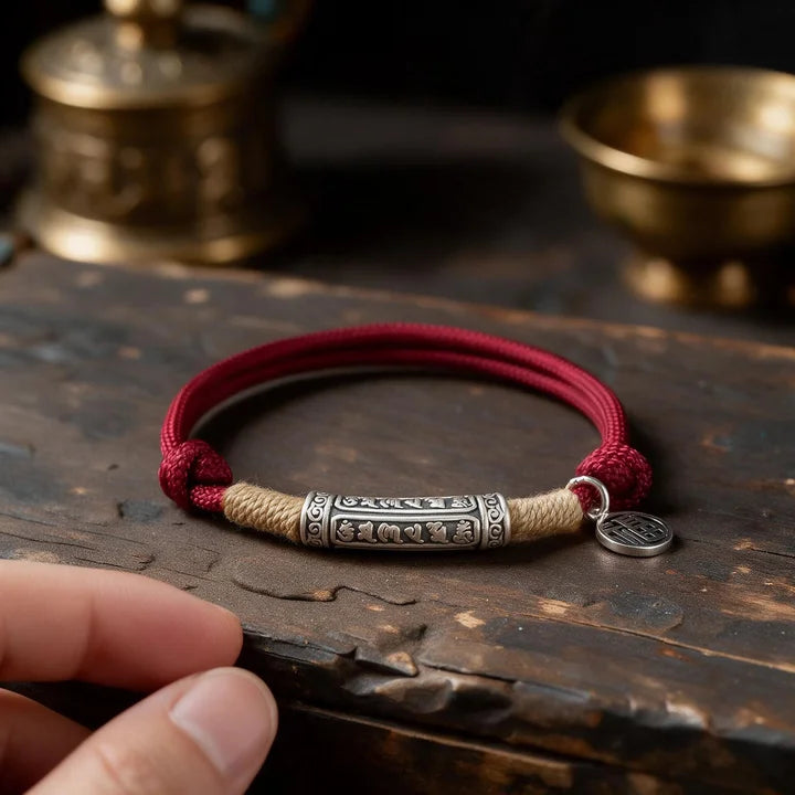Kailash Way Handmade Six-Word Mantra Red String Bracelet