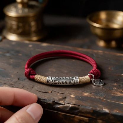 Kailash Way Handmade Six-Word Mantra Red String Bracelet