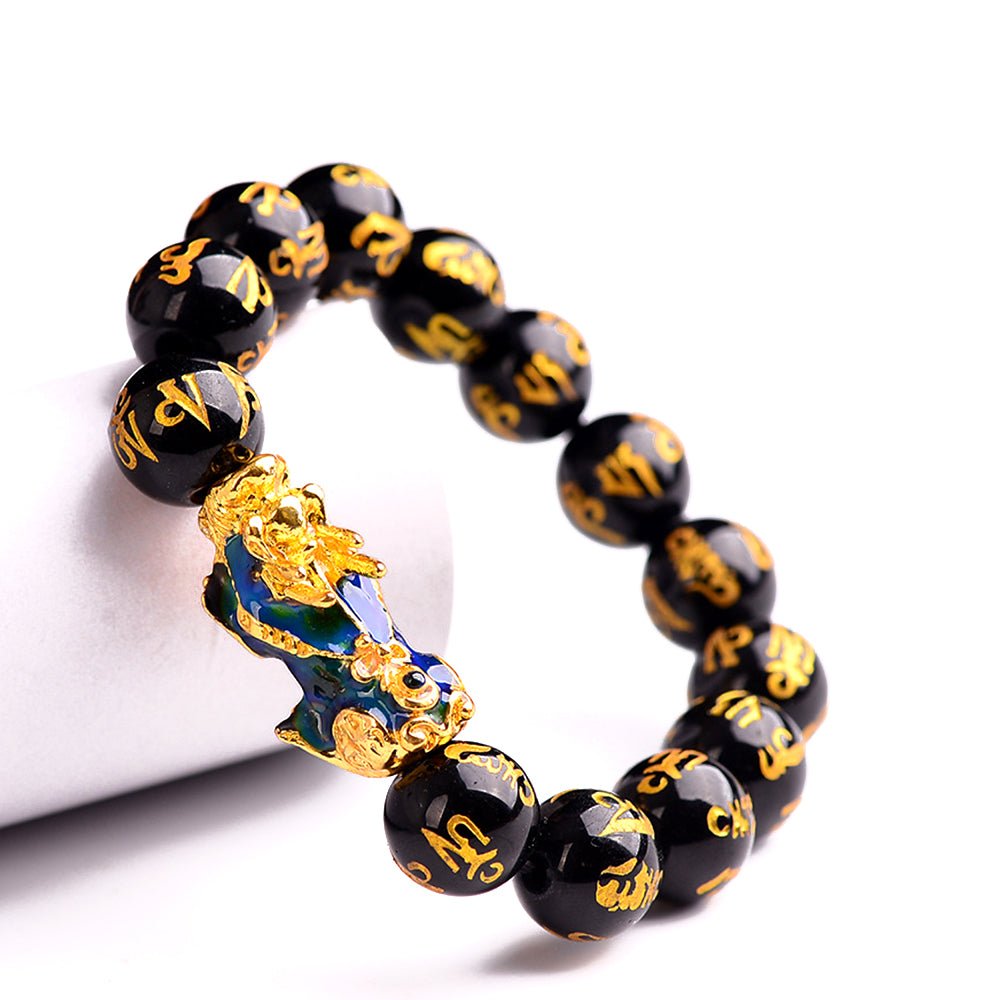 Kailash Way Obsidian Pixiu Wealth Attraction Protection Bracelet