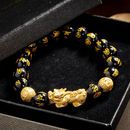Kailash Way Black Obsidian Pi Xiu Prosperity Luck Bracelet