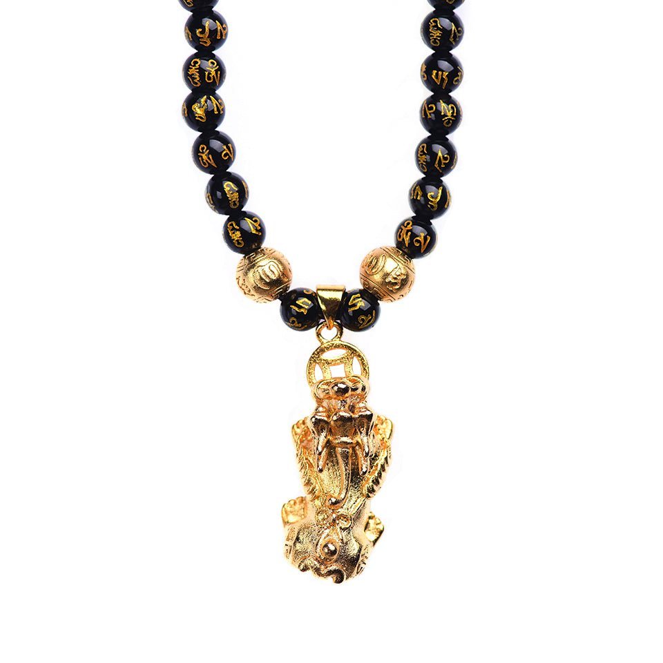 Kailash Way Obsidian Wealth Protection Balance Necklace