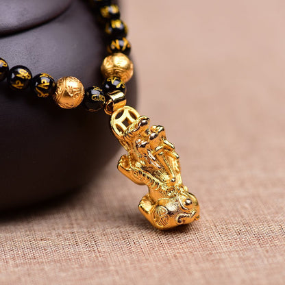Kailash Way Obsidian Wealth Protection Balance Necklace