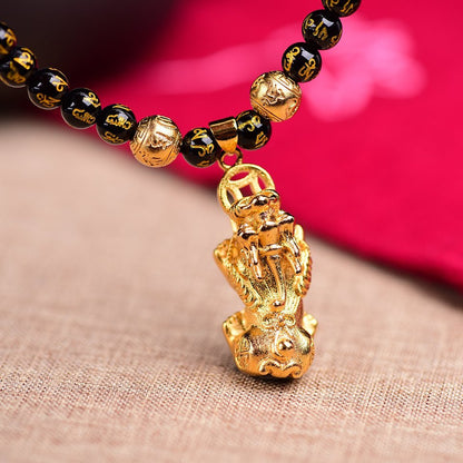 Kailash Way Obsidian Wealth Protection Balance Necklace