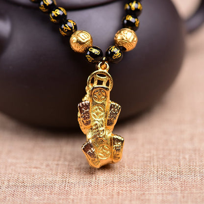 Kailash Way Obsidian Wealth Protection Balance Necklace