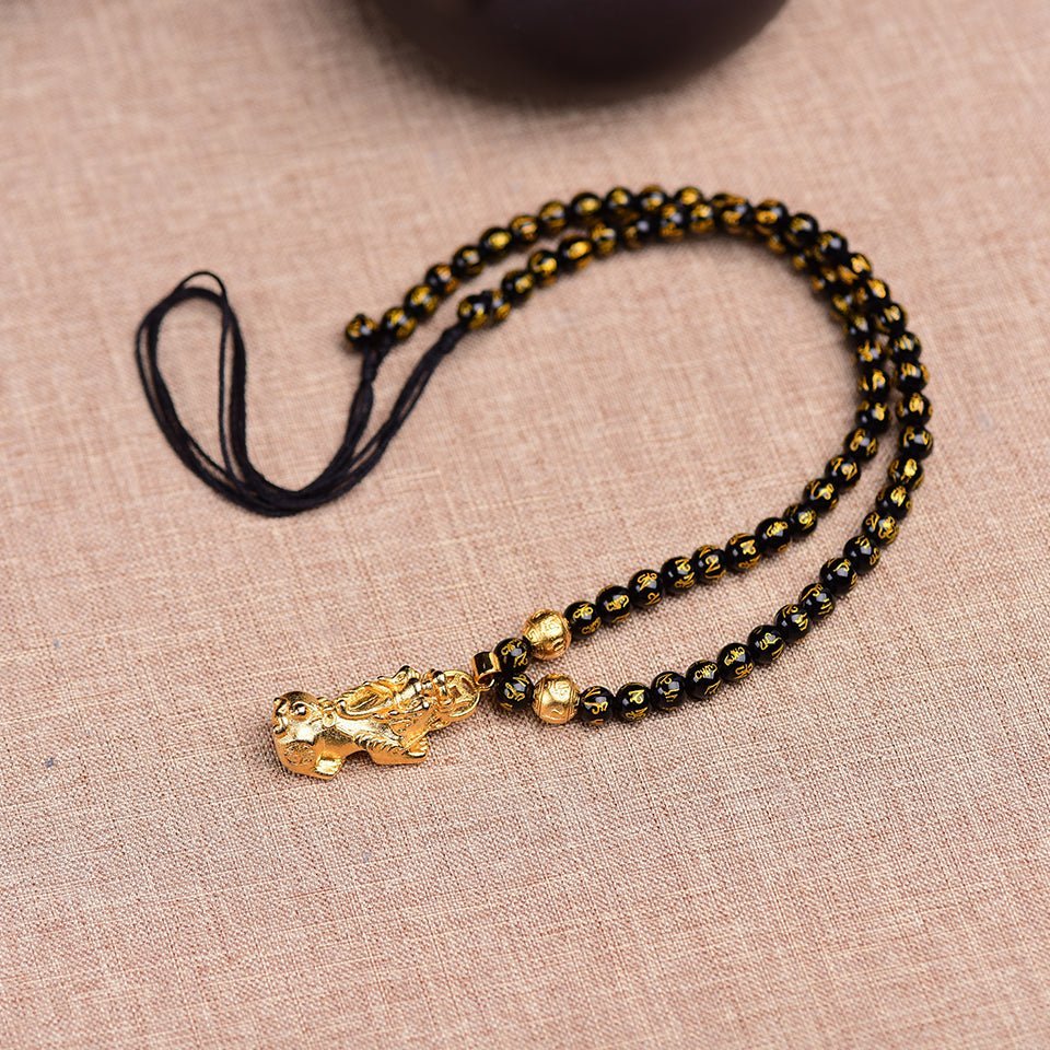 Kailash Way Obsidian Wealth Protection Balance Necklace