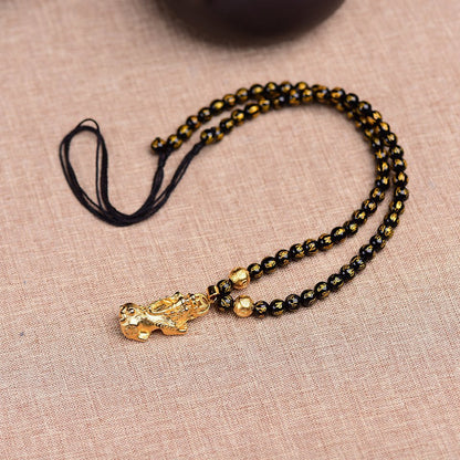 Kailash Way Obsidian Wealth Protection Balance Necklace