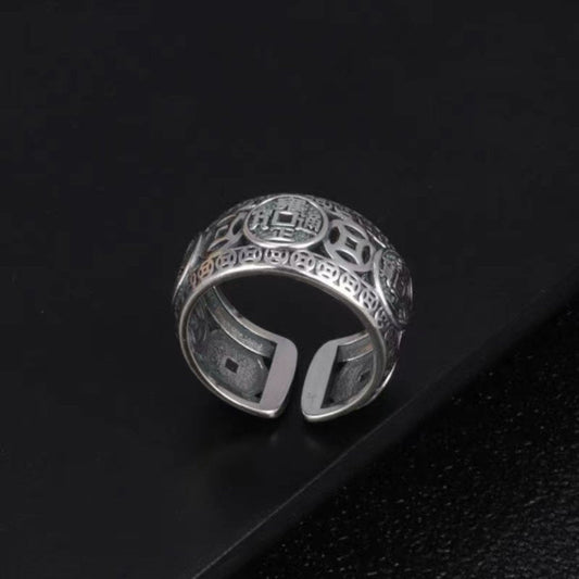 Kailash Way Silver Five-Emperor Wealth Luck Protection Ring