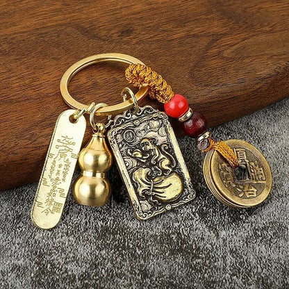 Kailash Way Brass Five Emperors Fortune Protection Keychain