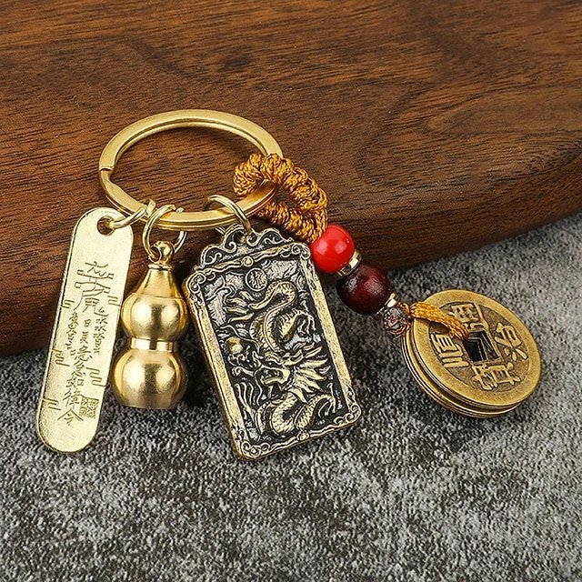 Kailash Way Brass Five Emperors Fortune Protection Keychain