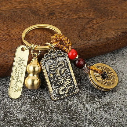 Kailash Way Brass Five Emperors Fortune Protection Keychain