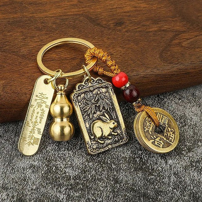 Kailash Way Brass Five Emperors Fortune Protection Keychain