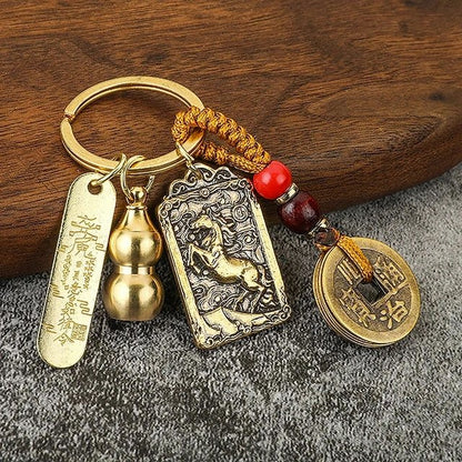 Kailash Way Brass Five Emperors Fortune Protection Keychain