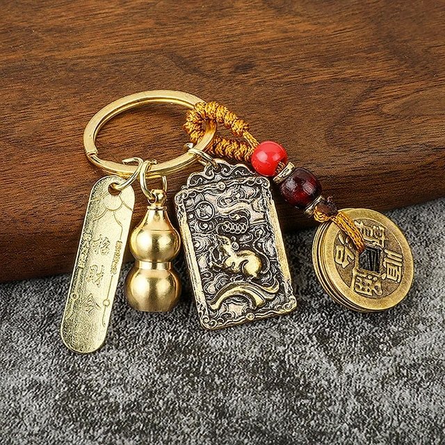 Kailash Way Brass Five Emperors Fortune Protection Keychain