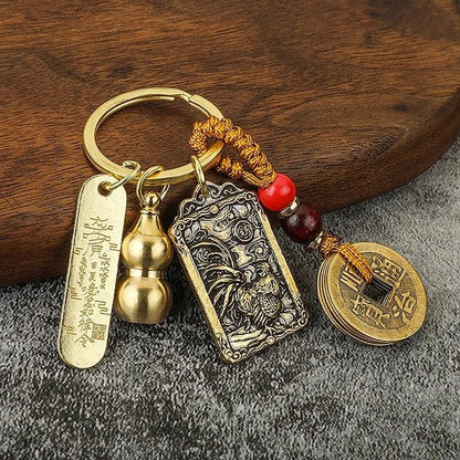 Kailash Way Brass Five Emperors Fortune Protection Keychain