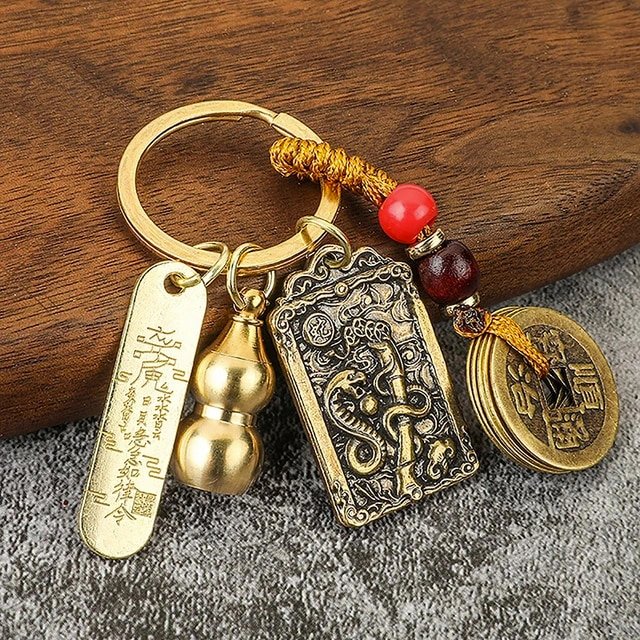 Kailash Way Brass Five Emperors Fortune Protection Keychain