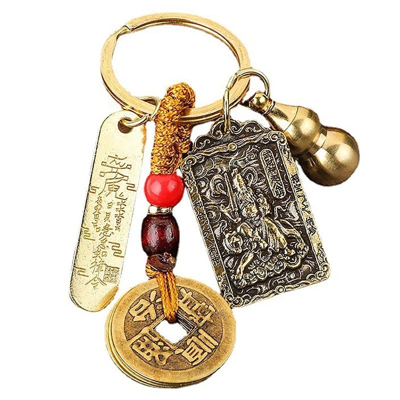 Kailash Way Brass Five Emperors Fortune Protection Keychain