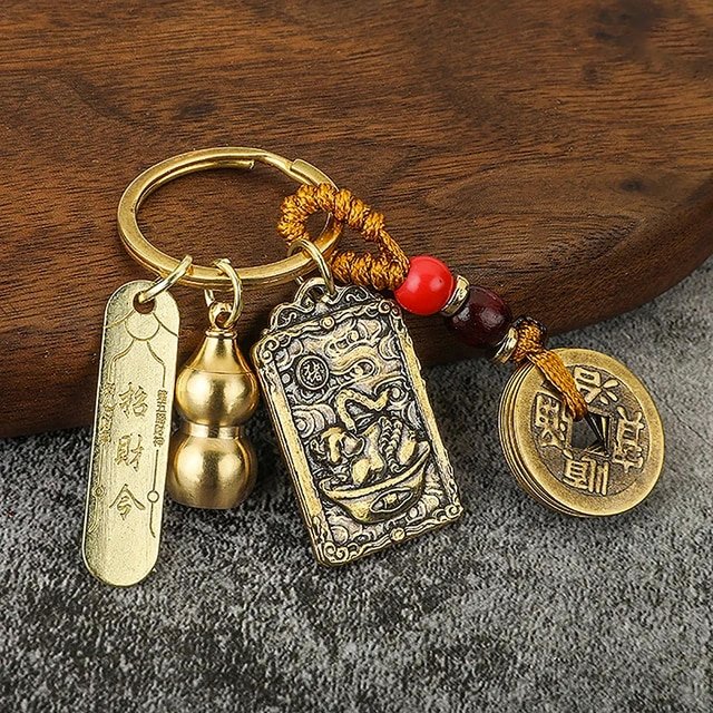 Kailash Way Brass Five Emperors Fortune Protection Keychain