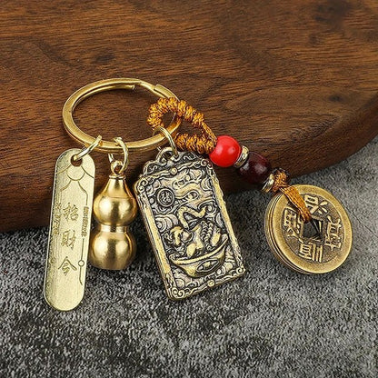Kailash Way Brass Five Emperors Fortune Protection Keychain