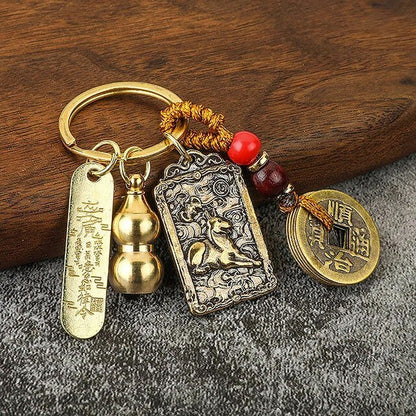 Kailash Way Brass Five Emperors Fortune Protection Keychain