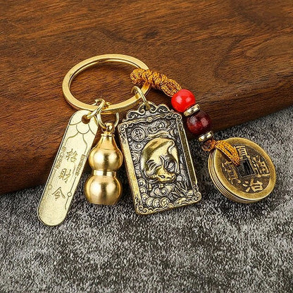 Kailash Way Brass Five Emperors Fortune Protection Keychain
