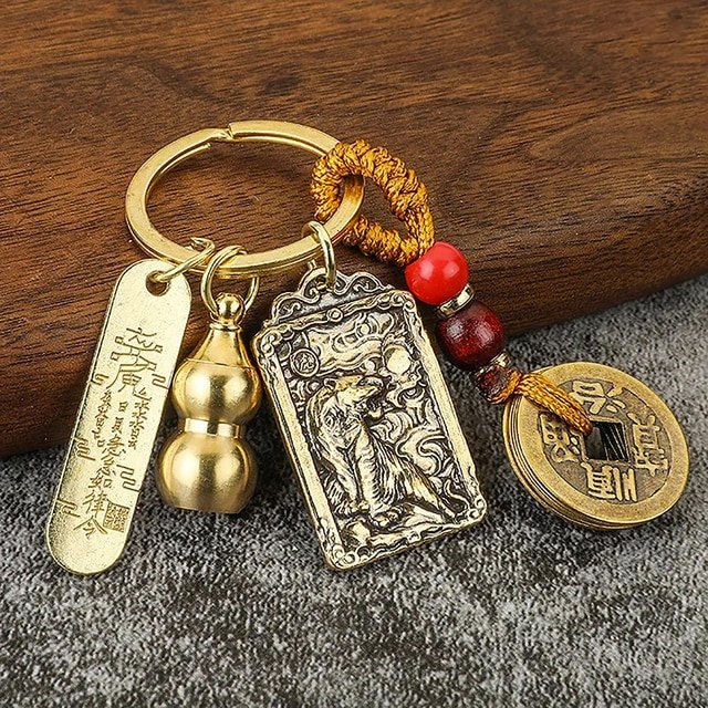 Kailash Way Brass Five Emperors Fortune Protection Keychain