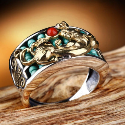 Kailash Way Silver Pixiu Prosperity Wealth Ring