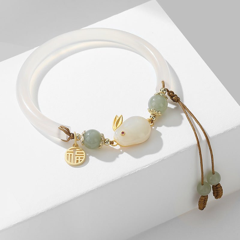 Kailash Way White Chalcedony Rabbit New Beginnings Fortune Bracelet