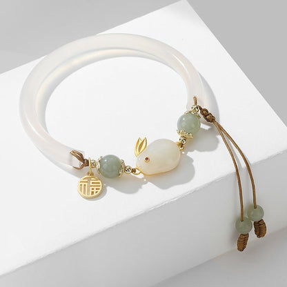 Kailash Way White Chalcedony Rabbit New Beginnings Fortune Bracelet
